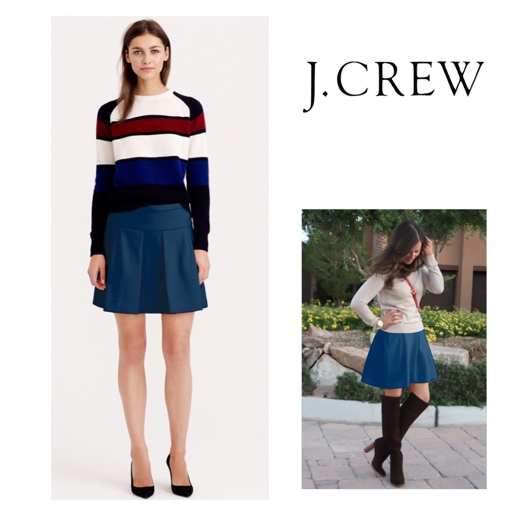 EUC J Crew Teal Box Pleat Skirt in crepe 8